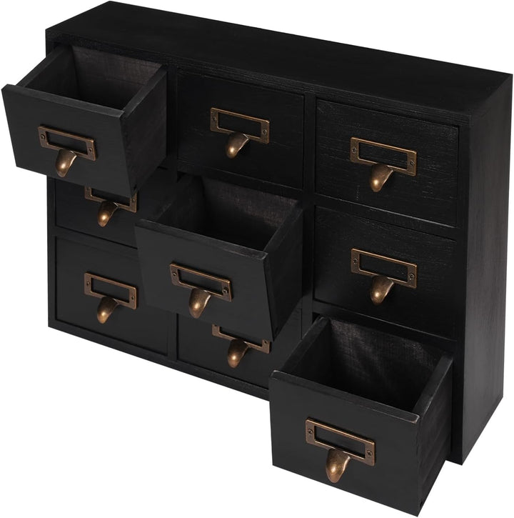Mini Kommode mit 9 Schubladen, Vintage Schubladenbox Holz Apothekerschrank Desktop Storage Cabinet f