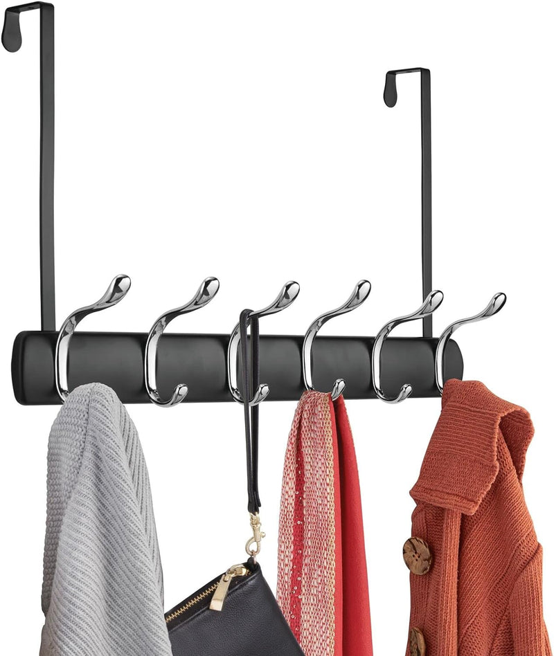 mDesign 2er-Set Türgarderobe zum Einhängen – 12 Garderobenhaken zum über die Tür hängen – Flurgarder