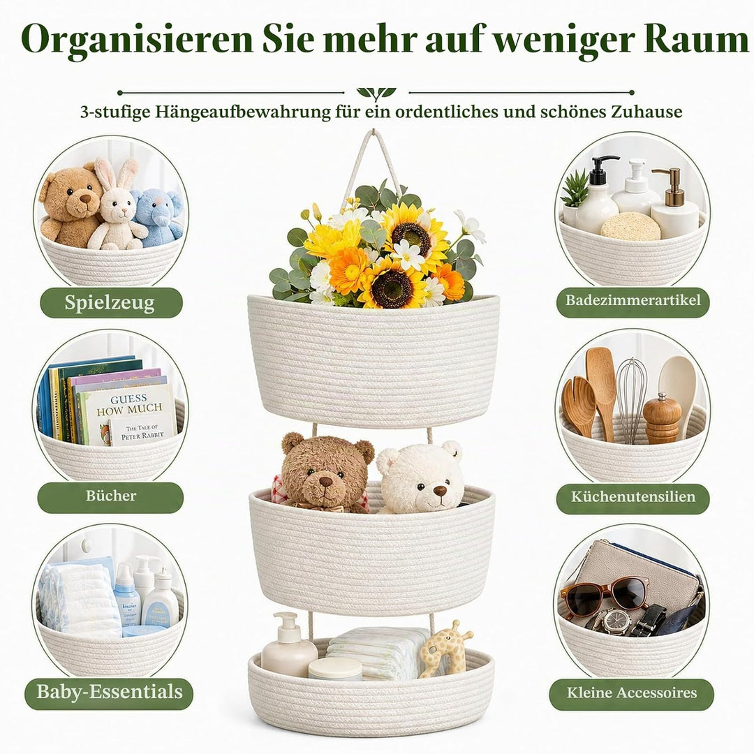 STATVAST 2 Stück Hängeorganizer Organizer Wand, weiss Premium Leinen Organizer mit 3 stufiger Hängek