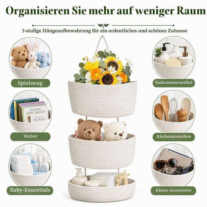 STATVAST 2 Stück Hängeorganizer Organizer Wand, weiss Premium Leinen Organizer mit 3 stufiger Hängek