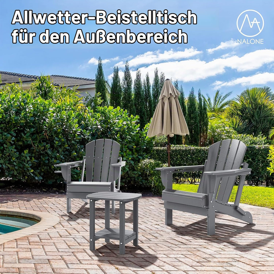 NALONE Adirondack Beistelltisch 16,5" Outdoor-Beistelltisch HDPE Kunststoff Doppelter Adirondack Kle