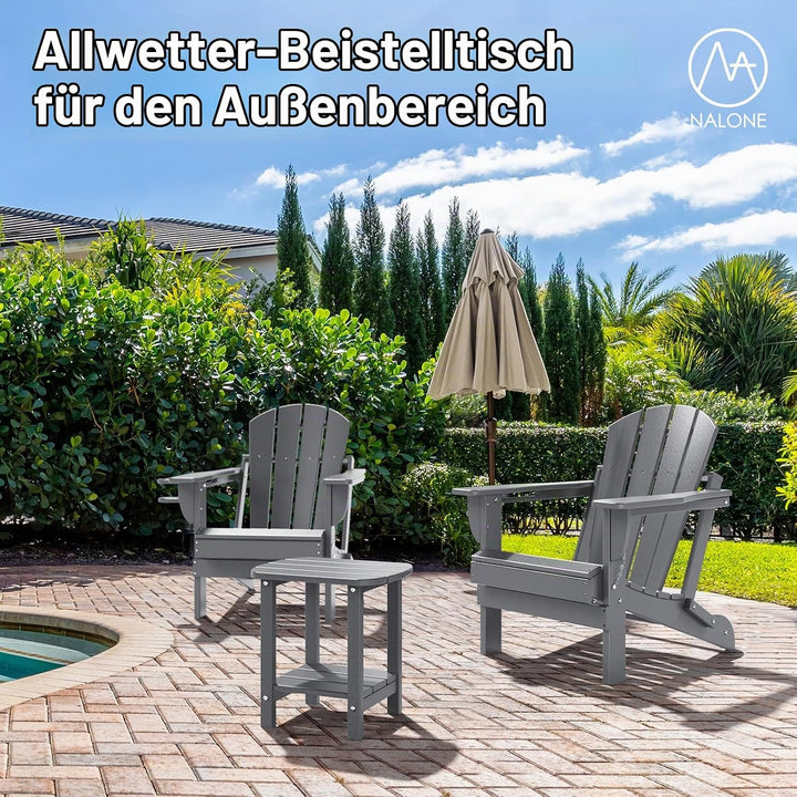 NALONE Adirondack Beistelltisch 16,5" Outdoor-Beistelltisch HDPE Kunststoff Doppelter Adirondack Kle