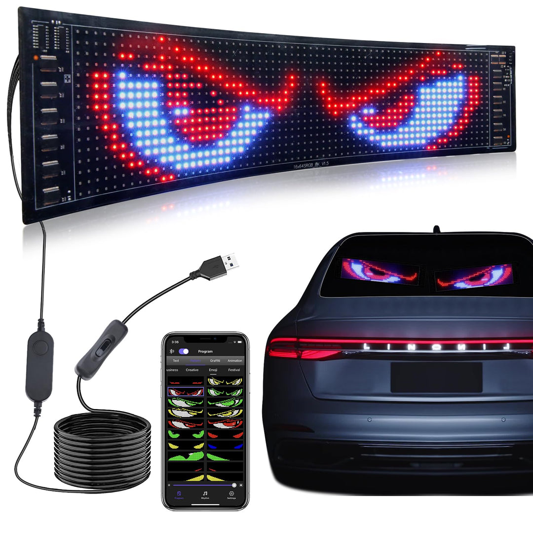 Rupse LED-Laufschrift, Flexibler LED Anzeigetafel mit Bluetooth Smart App,LED Namensschild Programmi