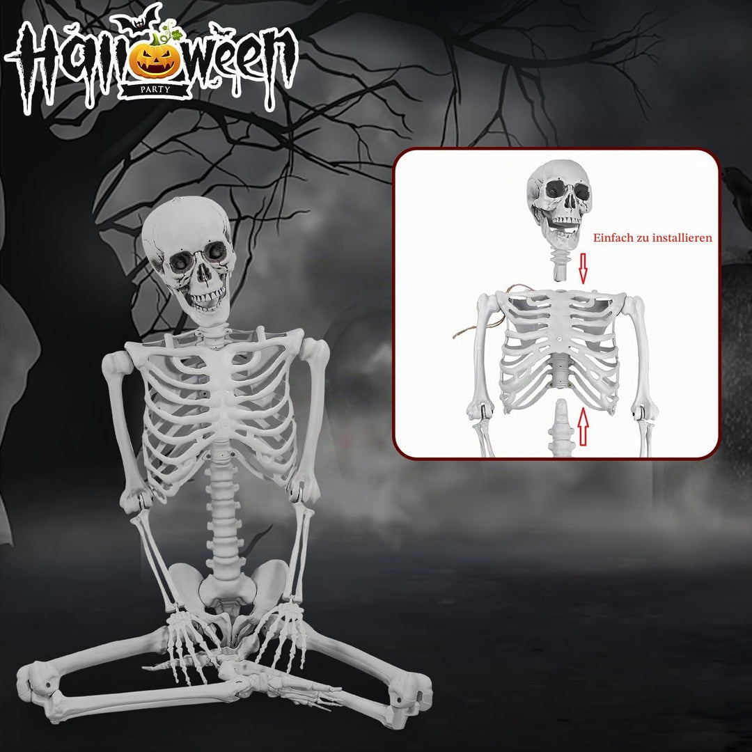 2 Stück Halloween Kunststoff Skelette Realistische Lebensgrösse menschliche Skelette mit beweglichen
