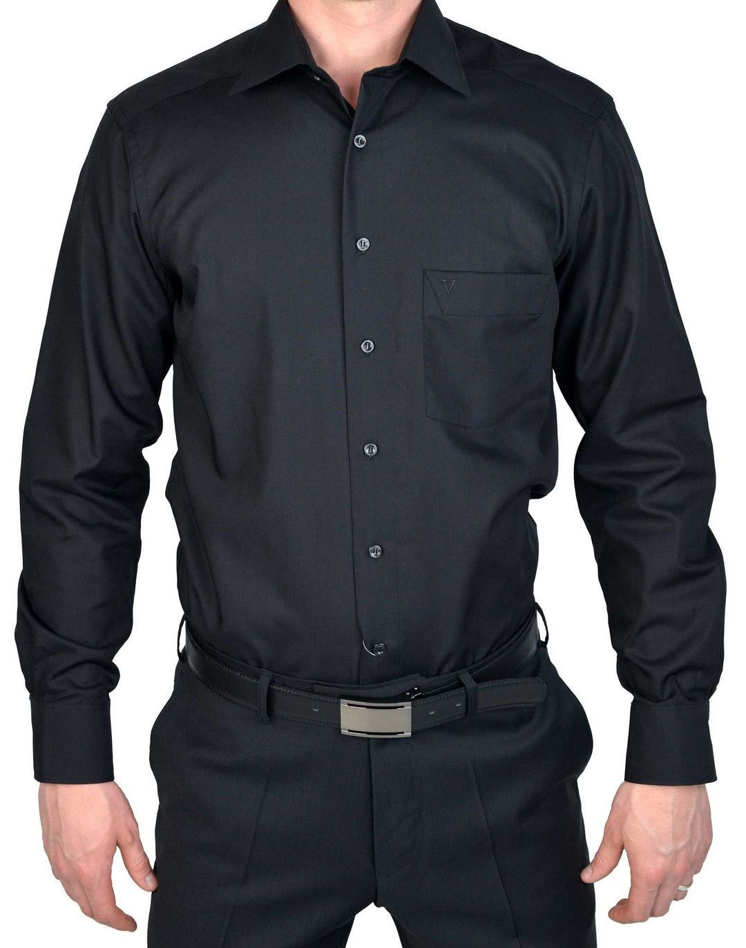 Marvelis Modern Fit Hemd Langarm mit Brusttasche Popeline weiss 38 Schwarz 68, 38 Schwarz 68