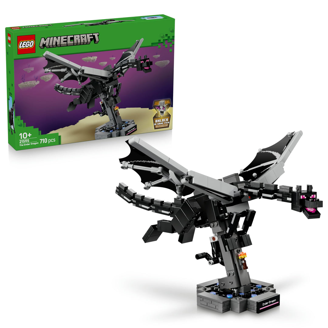 LEGO Minecraft Der Enderdrache - Interaktives Spielzeug mit schlagenden Flügeln und Exit Portal-Stän