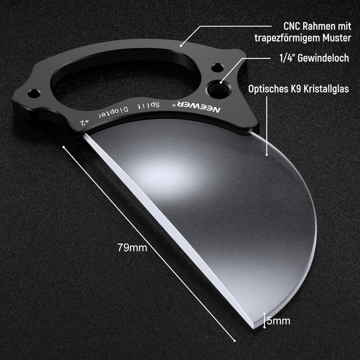 NEEWER 79mm Filter mit geteiltem Dioptrieneffekt, halbgewölbter Fotografie Prismenfilter mit Handgri