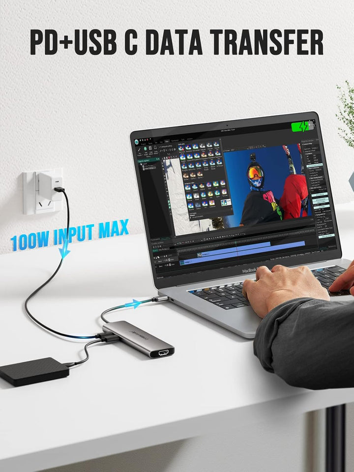 Lemorele USB C Hub – Docking Station 9 in 1 Aluminiumschale mit 4K HDMI, 3 USB 3.0, PD 100W, SD/TF,
