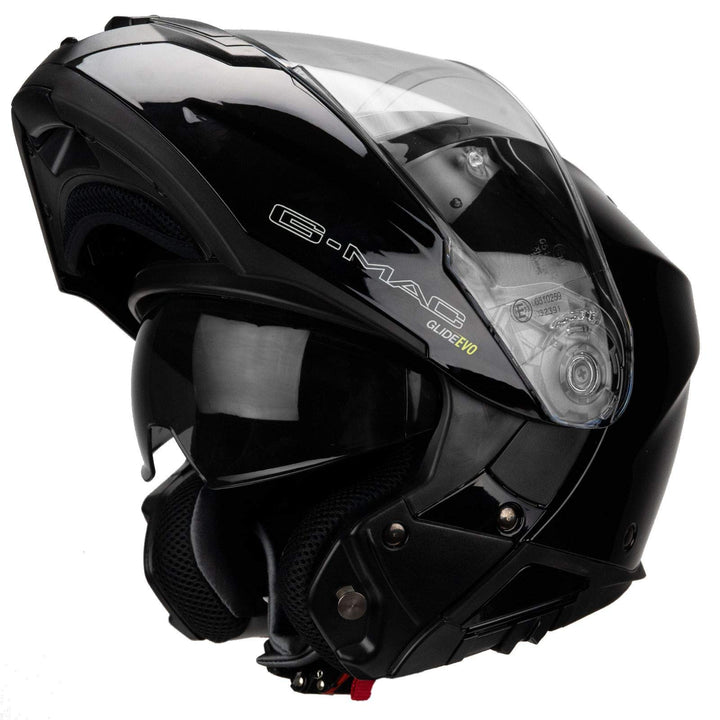 G-MAC Glide Evo Motorradhelm mit doppeltem Visier, modular, hochklappbar, ECE 2205 zugelassen schwar