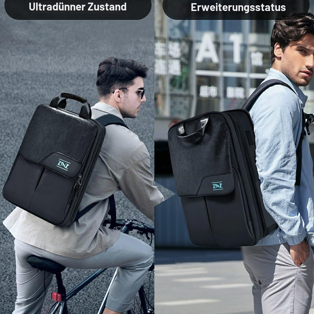 ZINZ Schlanker und Erweiterbarer Laptop-Rucksack 15,6 16 17 Zoll Reise-Business-Rucksack Regenfester
