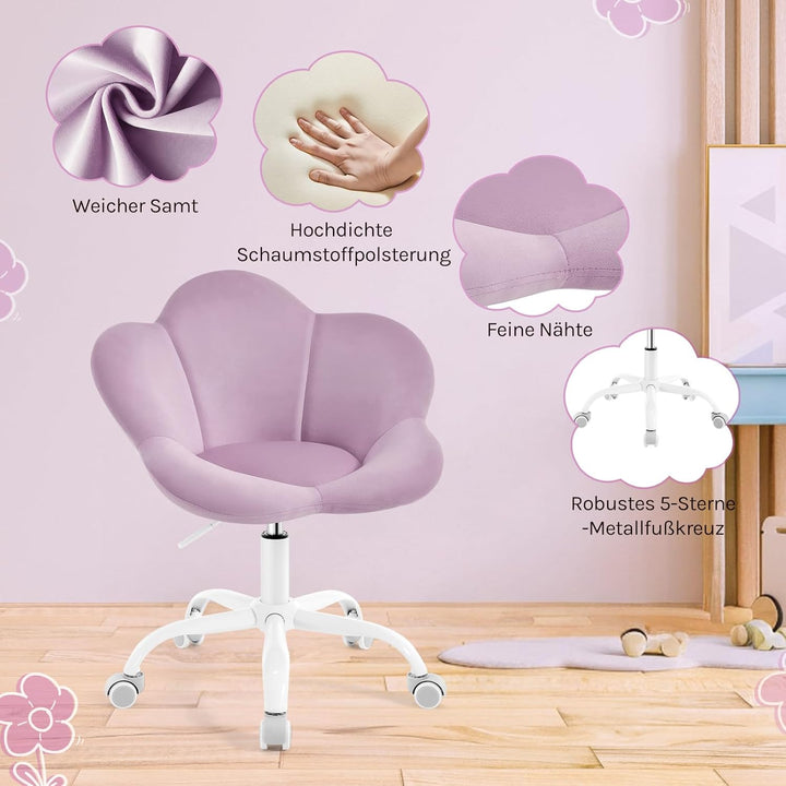 WOLTU Kinder Schreibtischstuhl, Schminktisch Stuhl, Bürostuhl, ergonomisch, höhenverstellbar, Samt,