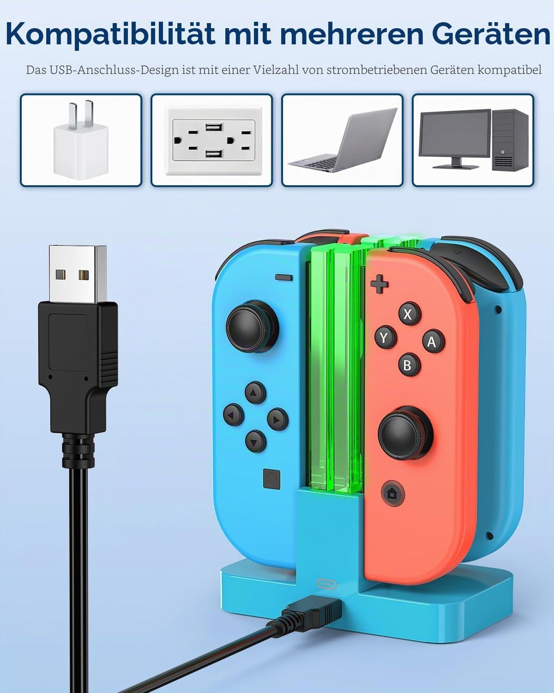 FYOUNG Switch Controller Ladestation Kompatibel Mit Nintendo OLED Joy Con - Quad Ladestation Zubehör