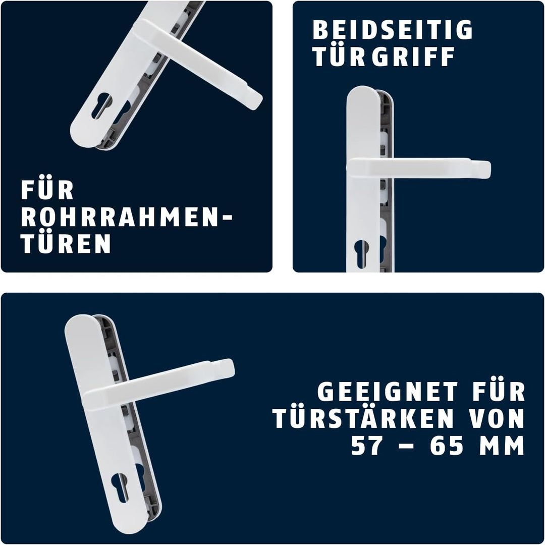 ABUS Türbeschlag SRG92N W - Drückergarnitur für Haustüren - mit beidseitiger Türklinke - für Türen m