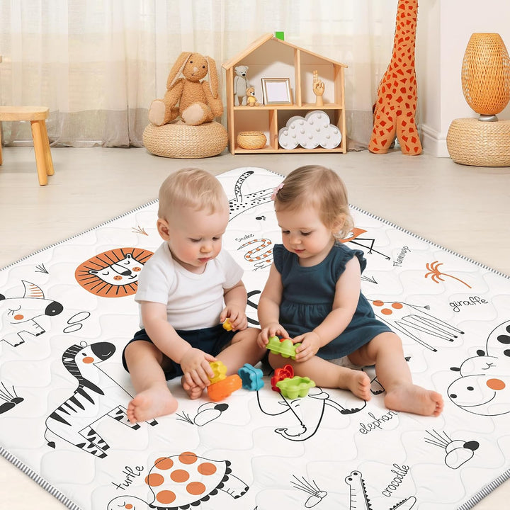 Krabbelmatt Baby 127x127cm,Faltbar Spielmatte Baby,Weiche Dicke Krabbeldecke maschinenwaschbare für