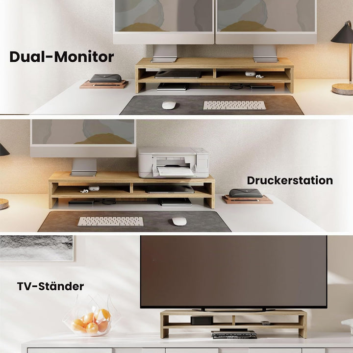 Fenge Dual Monitorständer Riser 2 Etagen Bildschirmständer für Computer PC Laptop Drucker TV, Schrei