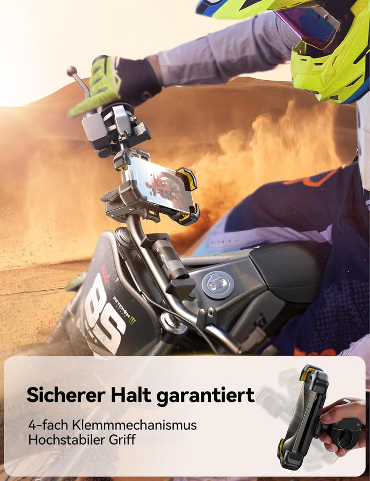 JOYROOM 2026 Handyhalterung Fahrrad & Motorrad, [1s Auto-Sperre][100mph Militär Anti-Shake], [5s Ins