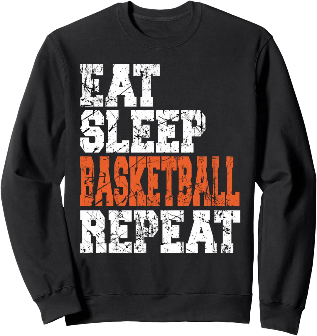Essen Sie Schlaf Basketball wiederholen, lustige Männer Sweatshirt