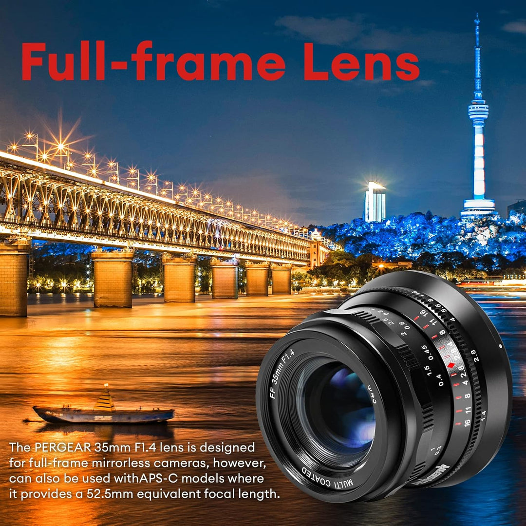 PERGEAR 35mm F1.4 Vollformat-Objektiv mit manuellem Fokus, kompatibel mit spiegellosen Vollformat-L-