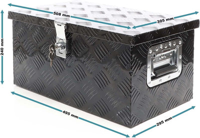 XPOtool Werkzeugbox Alu 50,8x30,5x24cm Schwarze Transportbox Werkzeugkiste inkl. Schlüssel 508 x 305