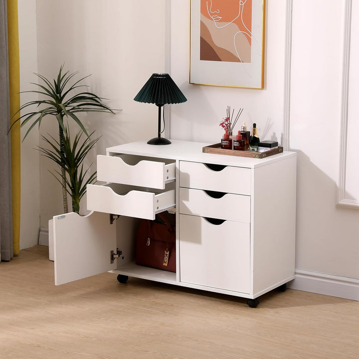 MMT Aufbewahrungsschrank, weiss, 4 Schubladen, Podest, 2 Schrank, mobiler Aktenschrank, Make-up-Aufb