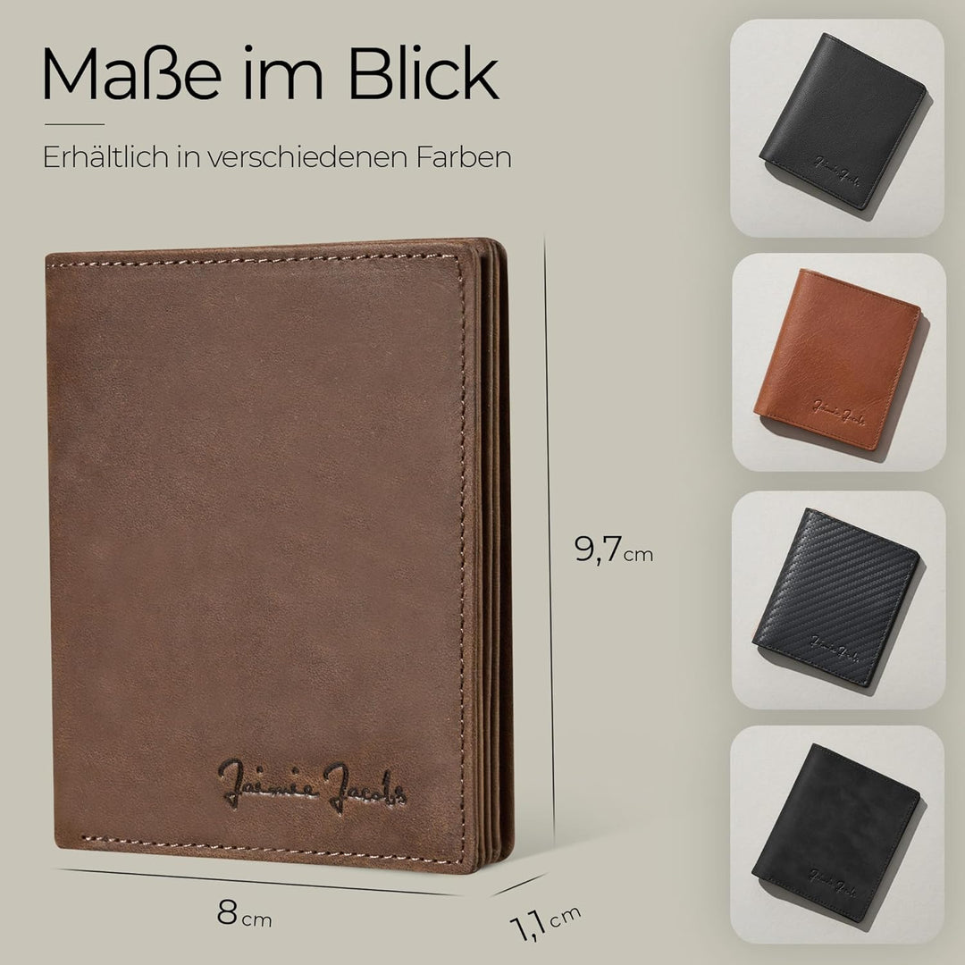Jaimie Jacobs SLIMSTAR Geldbeutel dünne Geldbörse Leder Slim Wallet Hochformat Herren (Büffelleder D