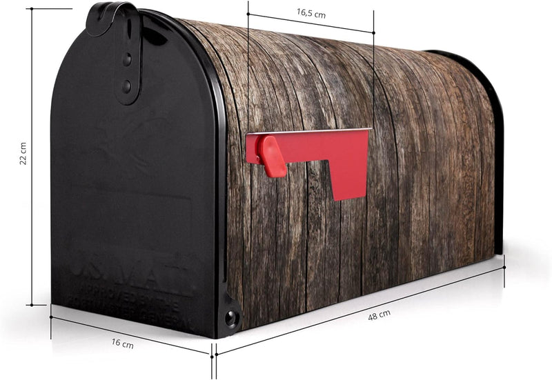 banjado® Amerikanischer Briefkasten - US Mailbox/Letterbox mit Motiv Altes Holz 51x22x17cm - Postkas