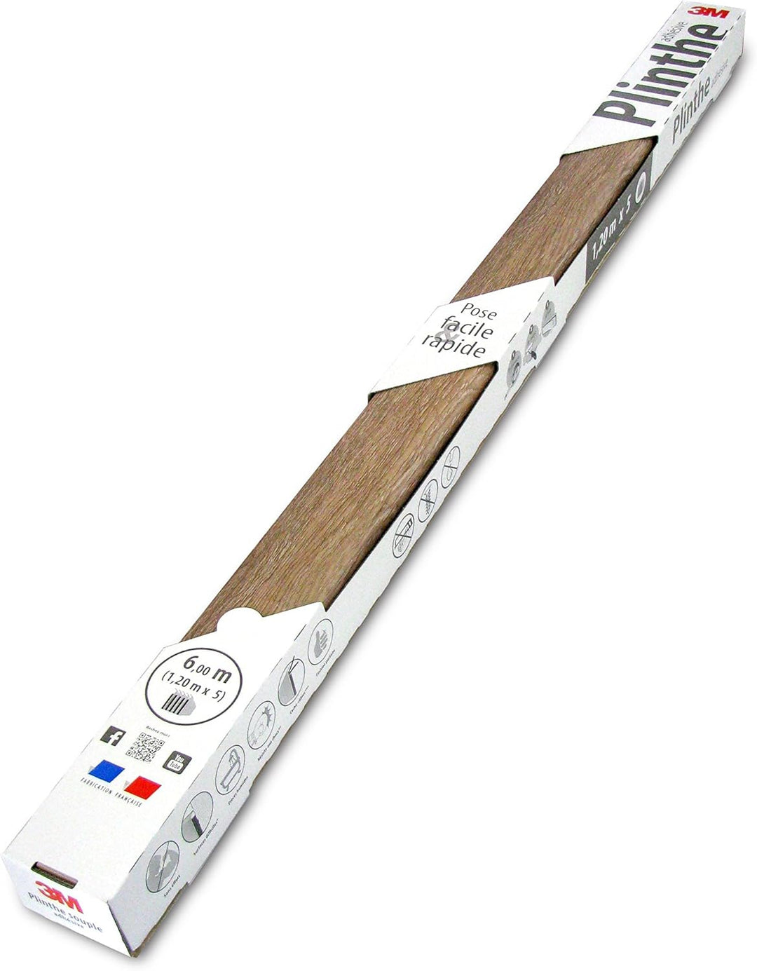Sockelleisten, selbstklebend mit 3M-Klebeband, 120 x 70 cm, 5 Stück, braun, D180520D Eiche (Andorra)