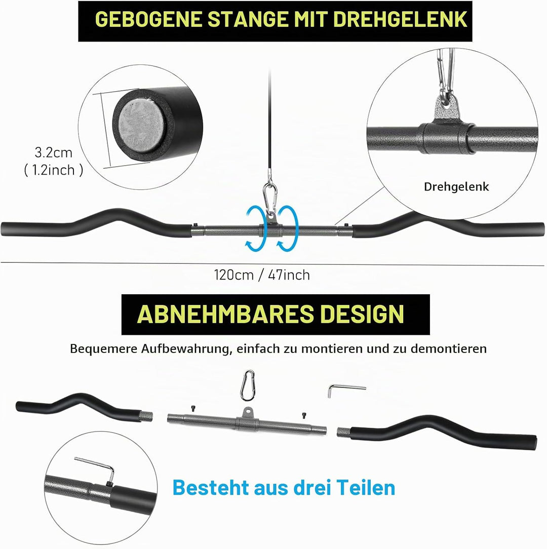 Lyndwin Latzugstange Bizeps Stange Klimmzugstangen Zugstange Muskelzugstange für Zuhause Bodybuildin