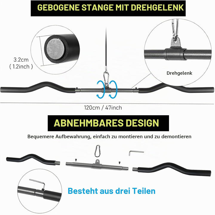 Lyndwin Latzugstange Bizeps Stange Klimmzugstangen Zugstange Muskelzugstange für Zuhause Bodybuildin