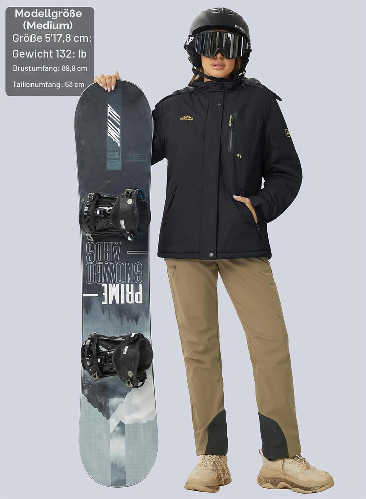 MAGCOMSEN Winterjacke Damen Softshell Funktionsjacke Wasserabweisende Outdoor Ski Jacke Fleece Windd