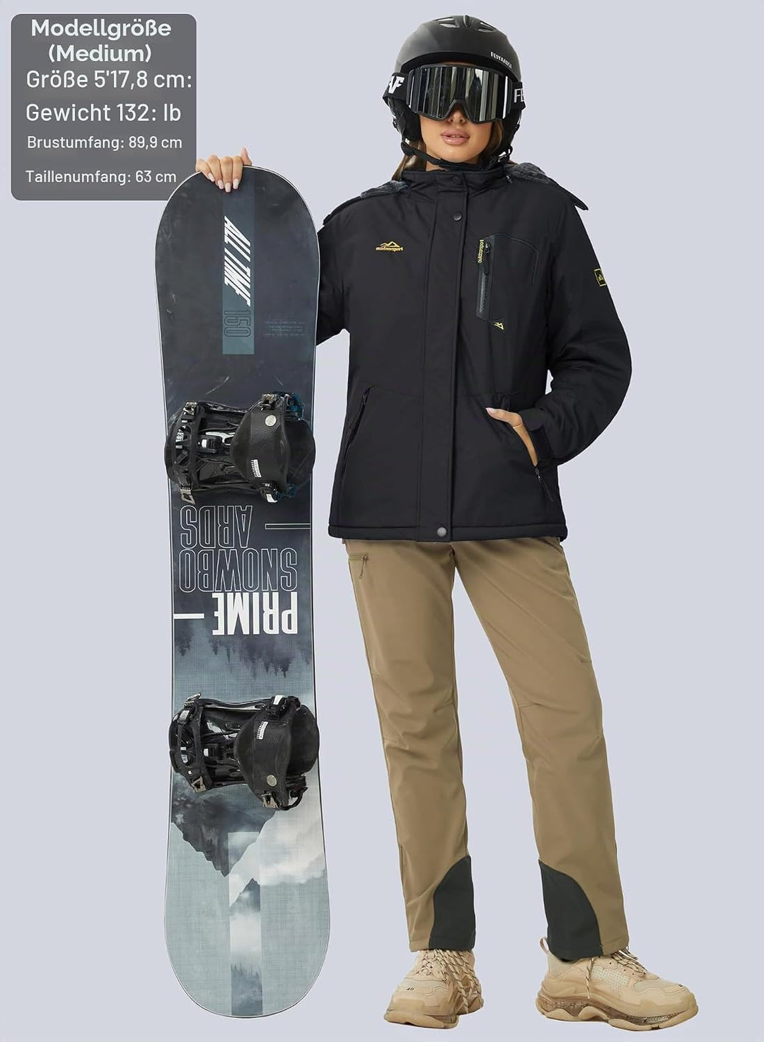 MAGCOMSEN Winterjacke Damen Softshell Funktionsjacke Wasserabweisende Outdoor Ski Jacke Fleece Windd