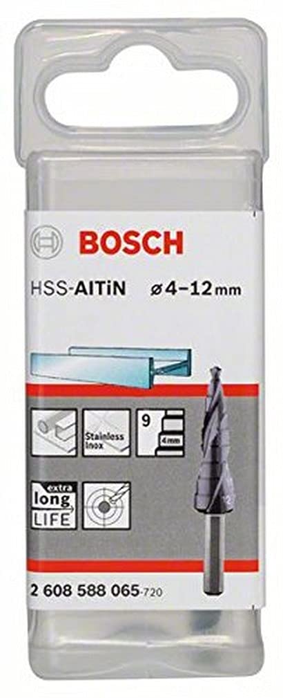 Bosch Professional Stufenbohrer HSS-AlTiN mit 3-Flächen-Schaft (Ø 4-12 mm, 9 Stufen) Ø 4-12 mm 9 Stu