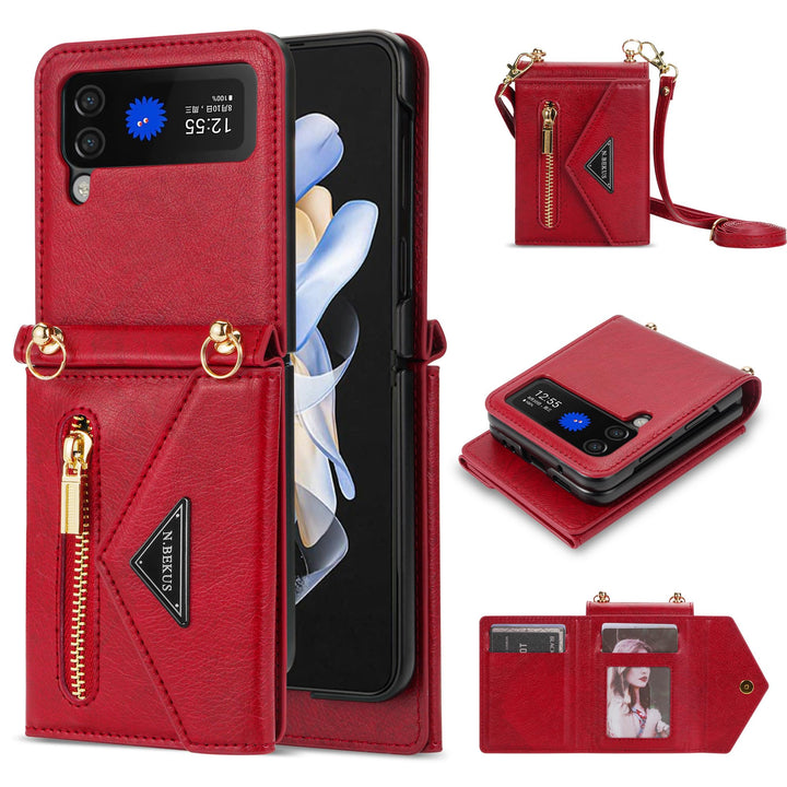 UDBKKDX Handyhülle für Samsung Galaxy Z Flip 3, Schutzhülle Mattes Leder mit Standfunktion hülle Kam