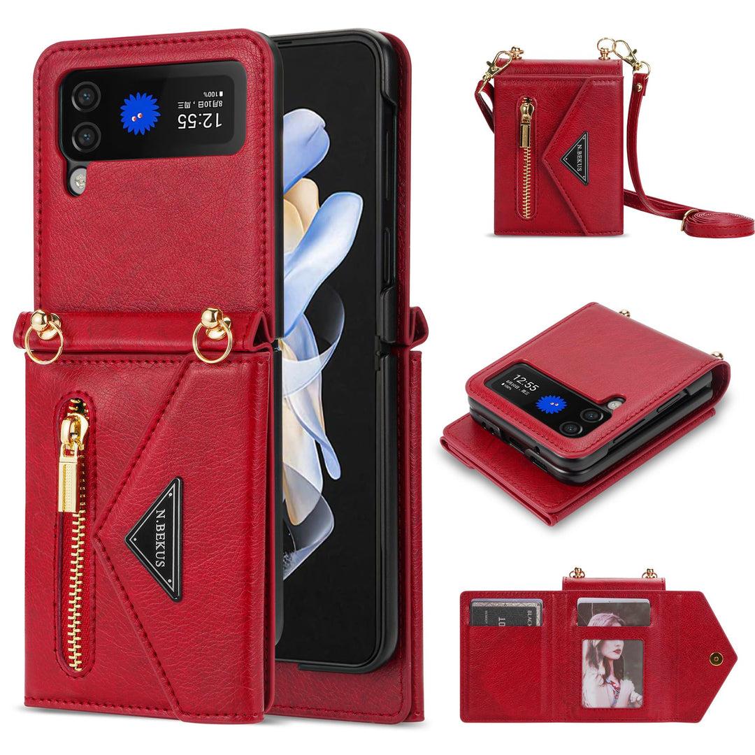 UDBKKDX Handyhülle für Samsung Galaxy Z Flip 5, Schutzhülle Mattes Leder mit Standfunktion hülle Kam