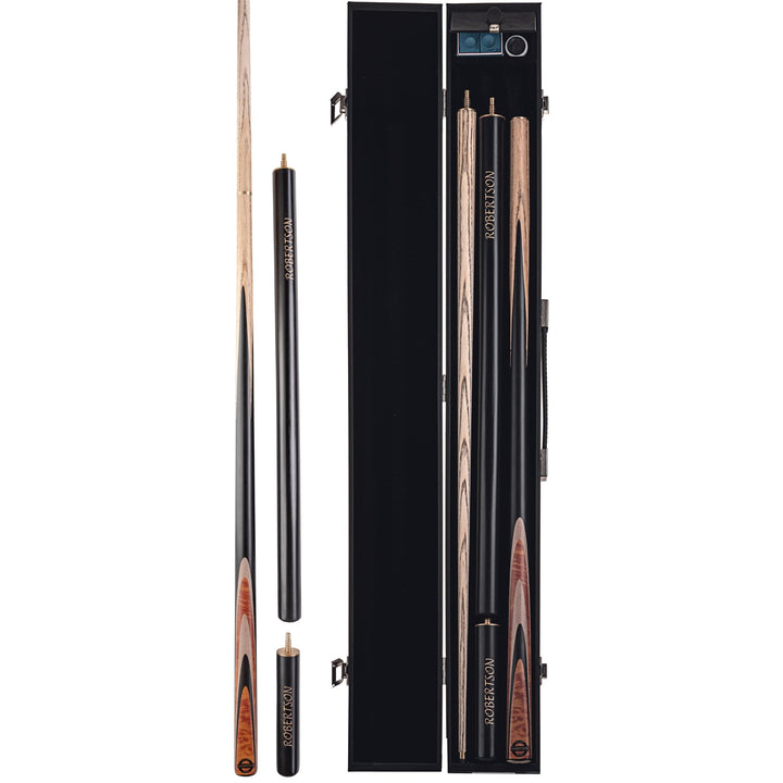 Robertson Snookerqueue, 3 Modelle, Profi Snooker Cue 2-teilig mit Verlängerung, Eschenholz, 9 mm Tip
