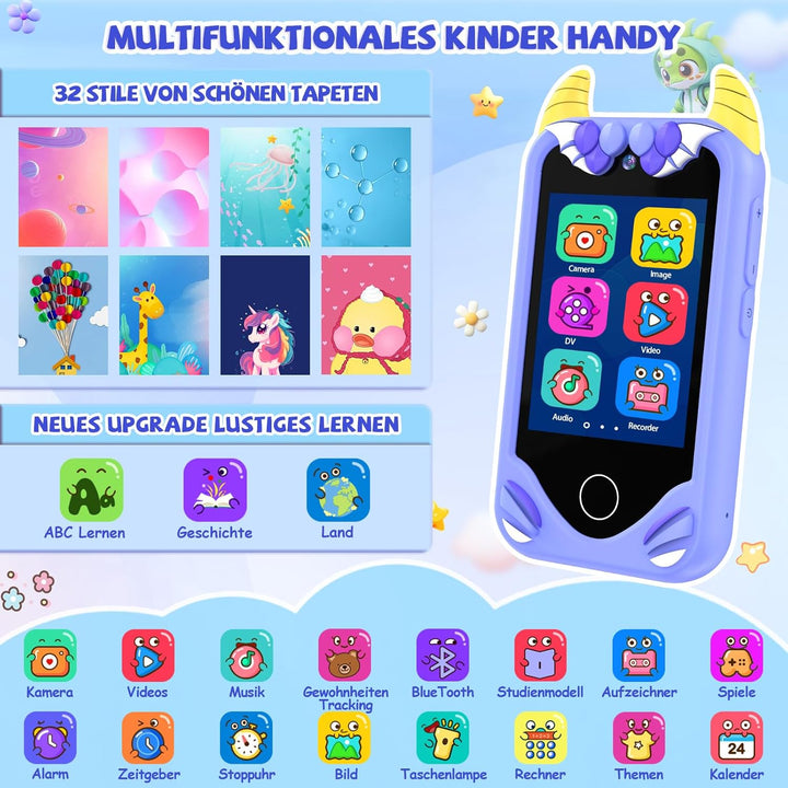 Kinder Handy Smartphone Mädchen Geschenke - Weihnachten Geburtstag Geschenke ab 3 4 5 6 Jahre Mädche