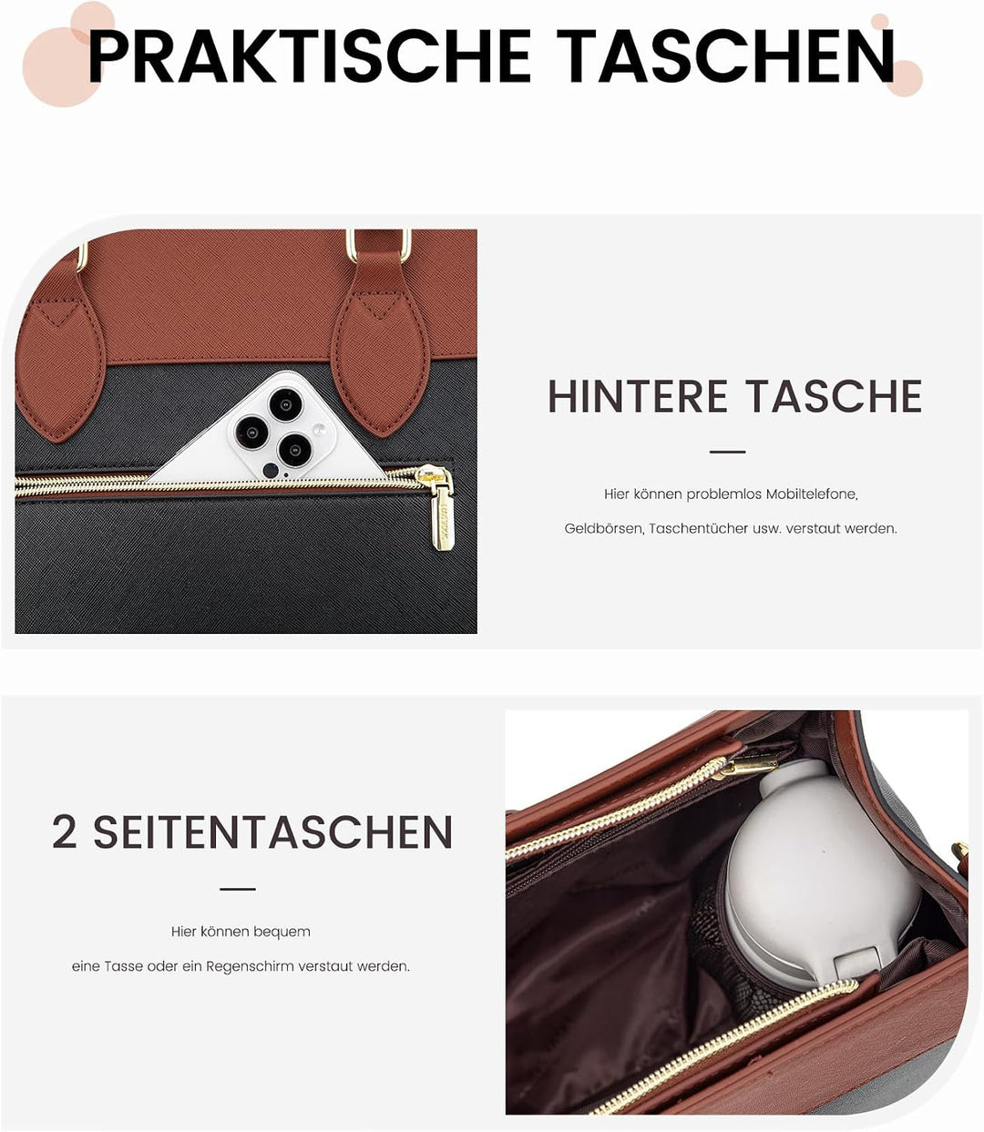 LOVEVOOK Laptop Handtasche Damen, 15,6 Zoll Shopper Tasche Schultertasche Laptoptasche Gross Aktenta