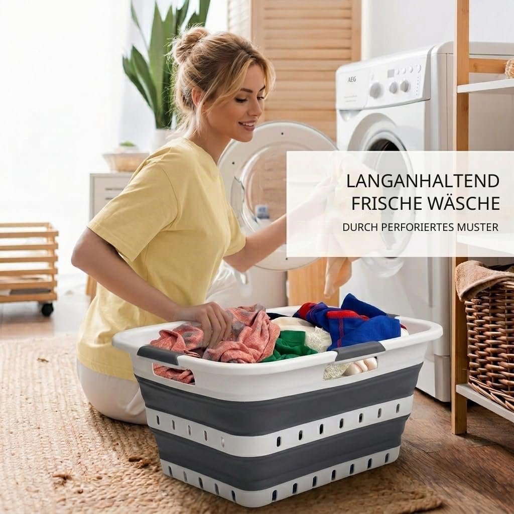 SAMMART 42L Zusammenklappbarer Wäschekorb aus Kunststoff – faltbarer Pop-Up-Aufbewahrungsbehälter/Or