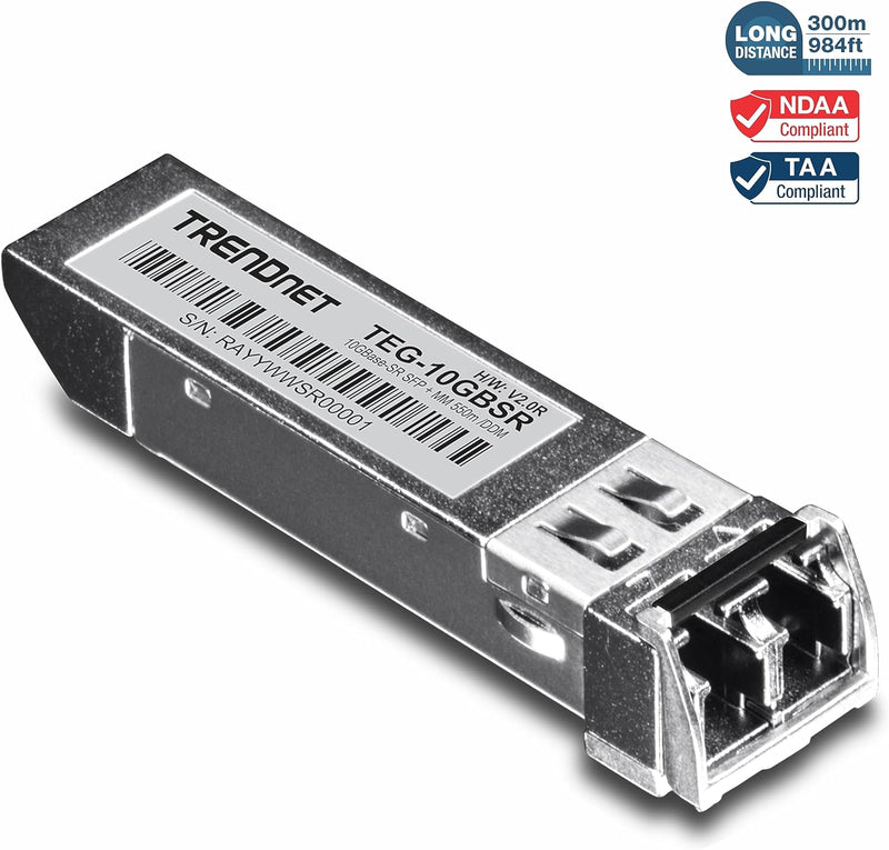 TRENDnet TEG-10GBSR 10G-SR SFP+ Modul, Multi-Mode, LC Transceiver Modul, Bis zu 550 m 10G SFP+ (bis