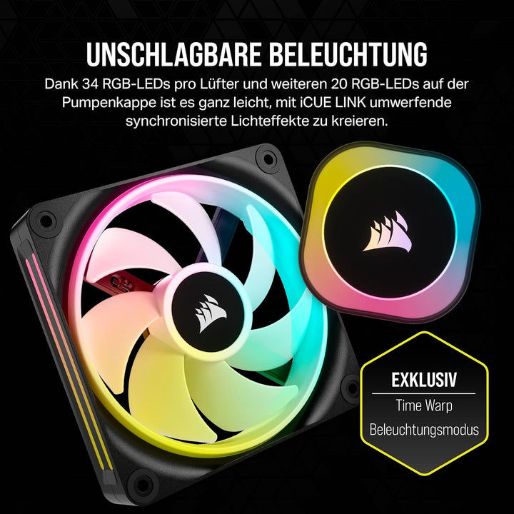CORSAIR iCUE LINK H100i RGB Flüssig-CPU-Kühler - 240mm AIO - QX120 RGB-Lüfter - Passend Für Intel® L