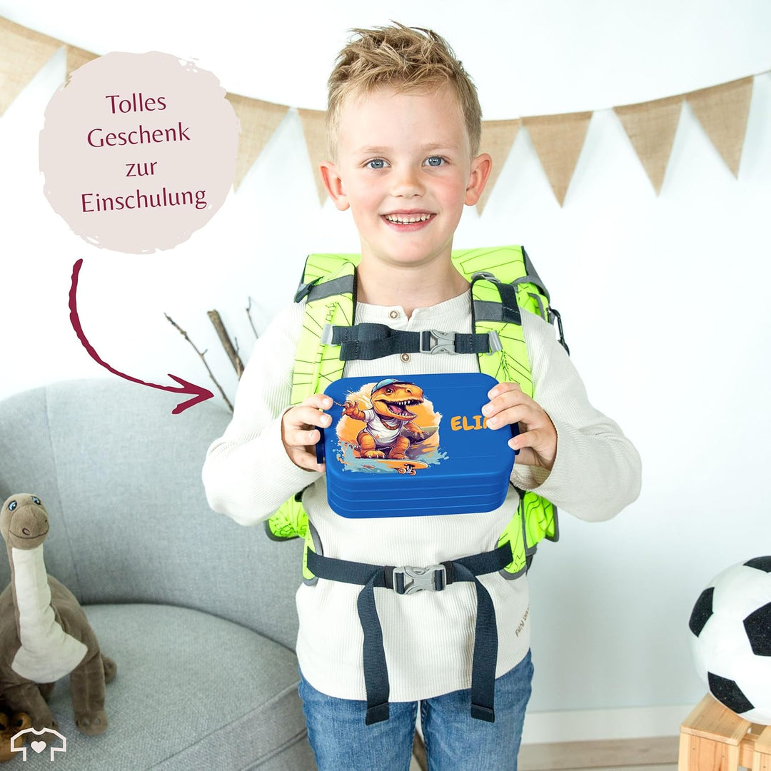 Kinder Bento Box Midi Lunchbox für Mepal Bentobox - Dino T-Rex Dinosaurier TRex Skateboard - 900 ml