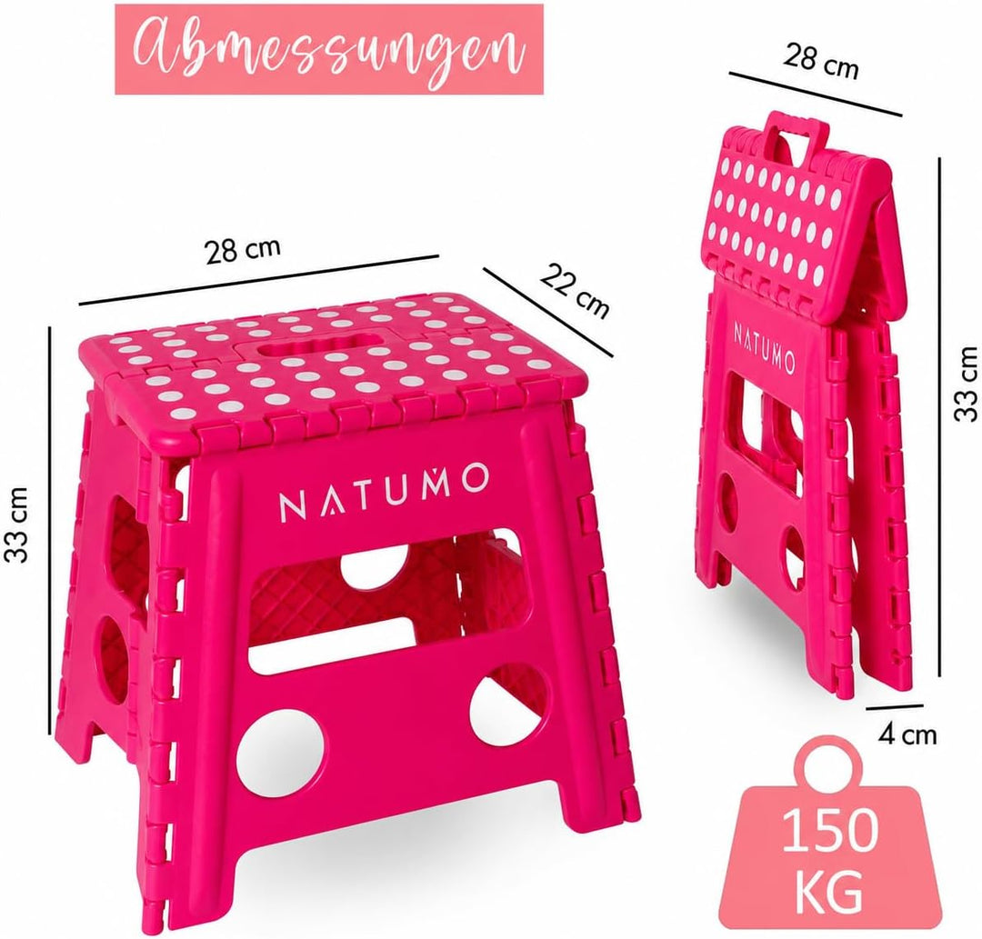 NATUMO® XL Tritthocker Kinder + Erwachsene, Klapphocker faltbar, Leichter und Rutschfester Klapptrit
