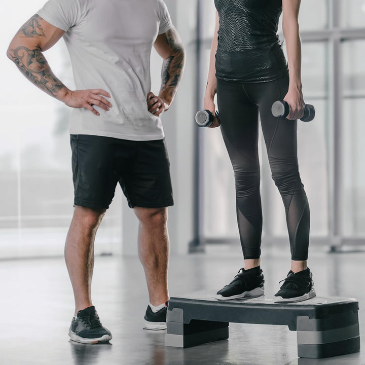TechFit Aerobic Stepper, höhenverstellbar, rutschfeste Oberfläche, belastbar bis 120 kg, aus leichte