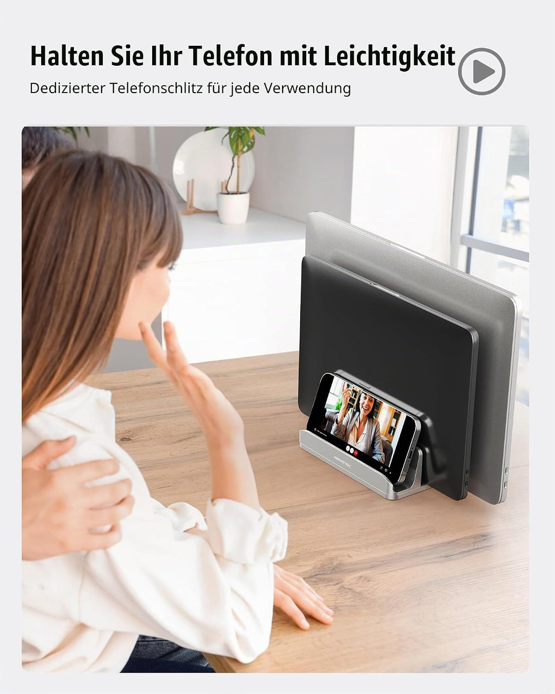AboveTEK Vertikaler Laptopständer Aluminium, Laptophalter für Laptop bis zu 17,3 ", Aluminium 4 in 1