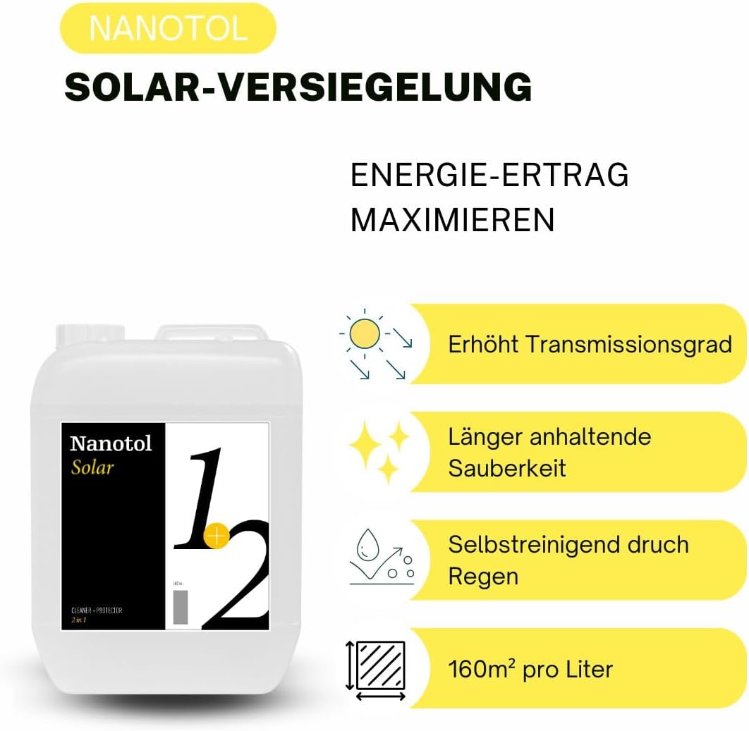 Nanotol Photovoltaik- und Solaranlagen Reiniger für 800 m² - Reiniger + Nanoversiegeung 1+2 für lang