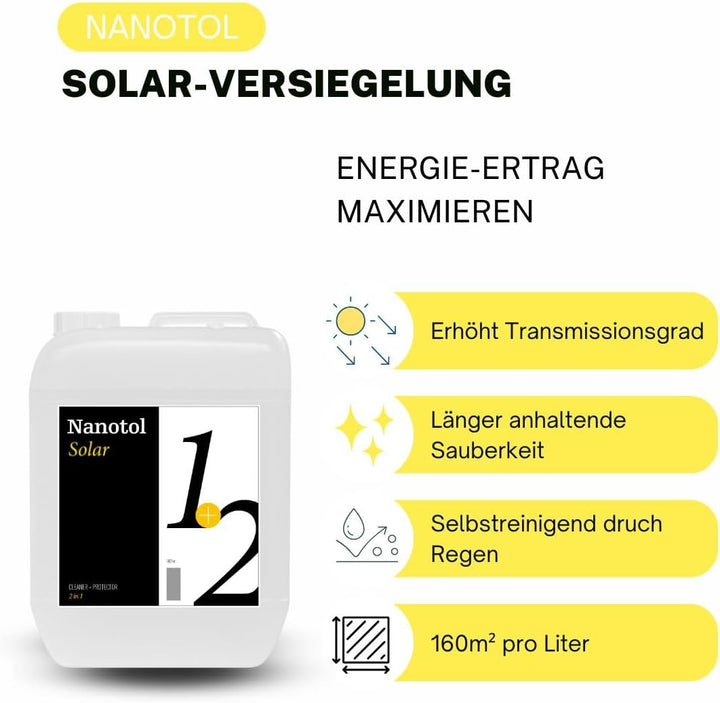 Nanotol Photovoltaik- und Solaranlagen Reiniger für 800 m² - Reiniger + Nanoversiegeung 1+2 für lang