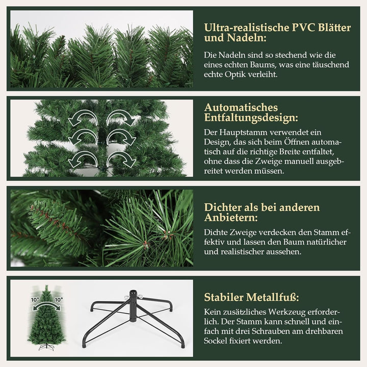 SALCAR Künstlicher Weihnachtsbaum 150 cm, Tannenbaum Künstlich mit Handschuhen und Metallständer, Ch