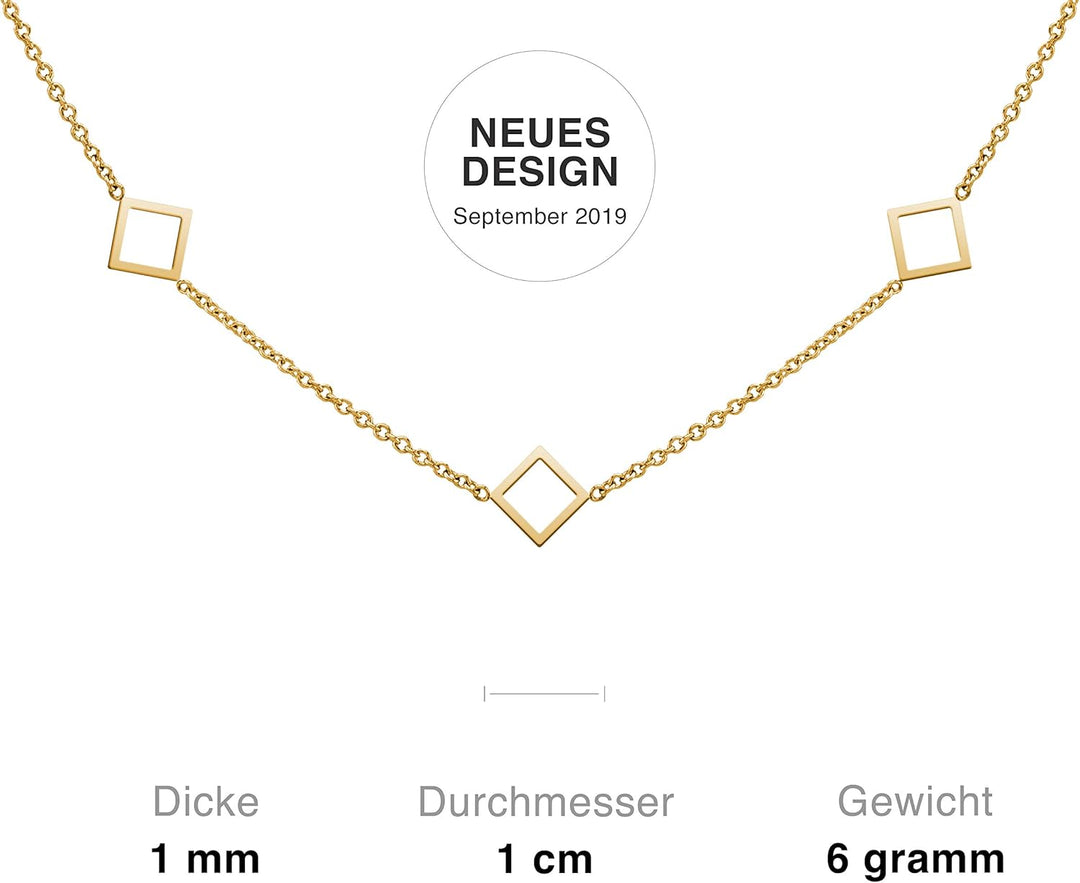 BAFFOS® Halskette für Frauen - Stanz Raute Plättchen Kette Damen aus widerstandsfähigem Edelstahl in