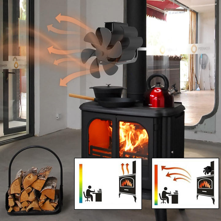 6 Flügel Kaminventilator, Ofenventilator, Wärmebetriebene Ofenventilatoren, Ofenventilator für Holzo