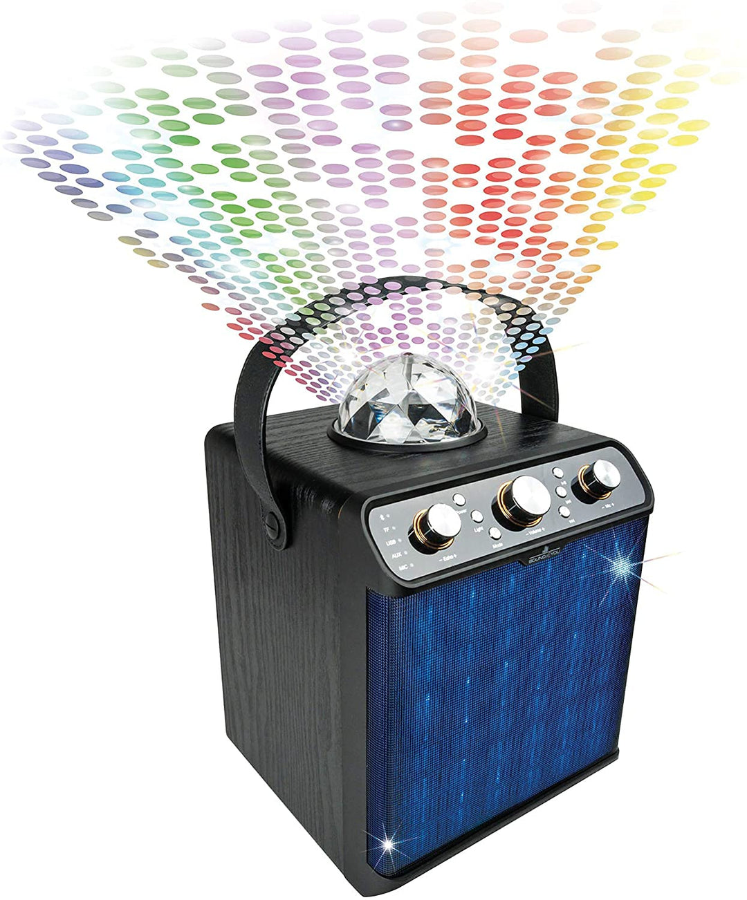SCHWAIGER 661675 Tragbarer Party-Lautsprecher Party Box Discokugel Discolicht Karaoke Stereo Soundan